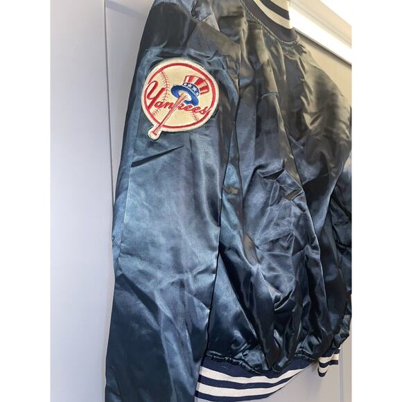 VTG 80s New York Yankees Starter Diamond Collection S Satin Bomber Jacket Flaws - Picture 9 of 10